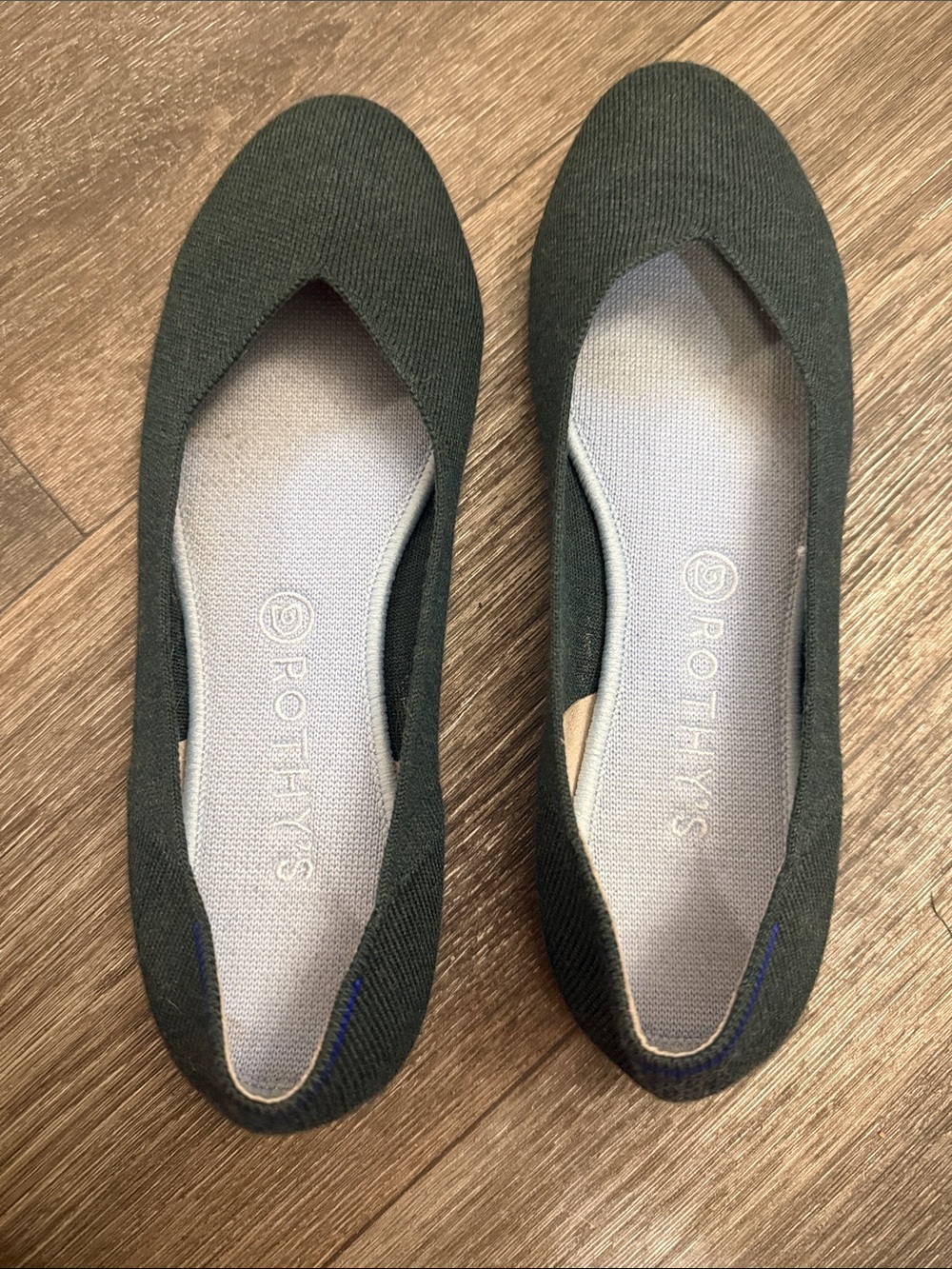 Rothy's Dark Green Knit Ballet Flats